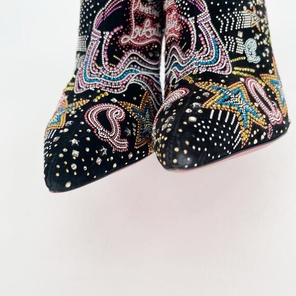 Christian Louboutin So Kate Starlight Strass Black Suede Crystal Booties EU 39 - Picture 6 of 13